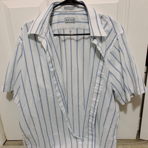 💙☁️ white & blue stripped button up shirt ☁️💙 - Picture 3 of 5